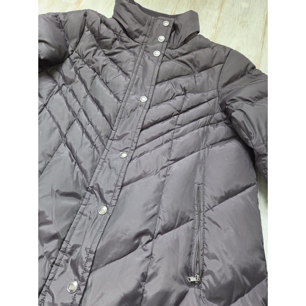 London Fog Womens Down Puffer Coat Plum Purple Snap Zip Jacket Size M EUC - Picture 2 of 11